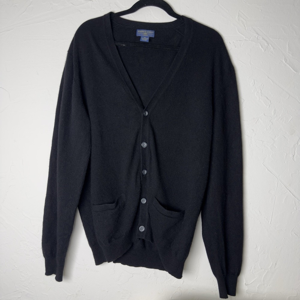 Joseph & Lyman 100% Cashmere Cardigan Sweater Men's M Black Button Front